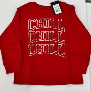 Red Kids Chill Long Sleeve Graphic T Shirt Art Class New NWT Boys XS 4 5